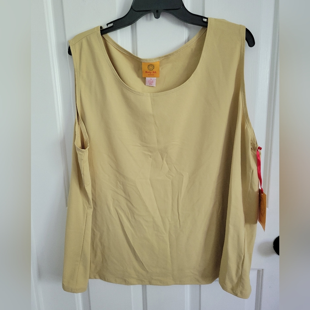 Ruby Rd Women’s Sleeveless Soft Liquid Knit Khaki Tank Size 3X NWT